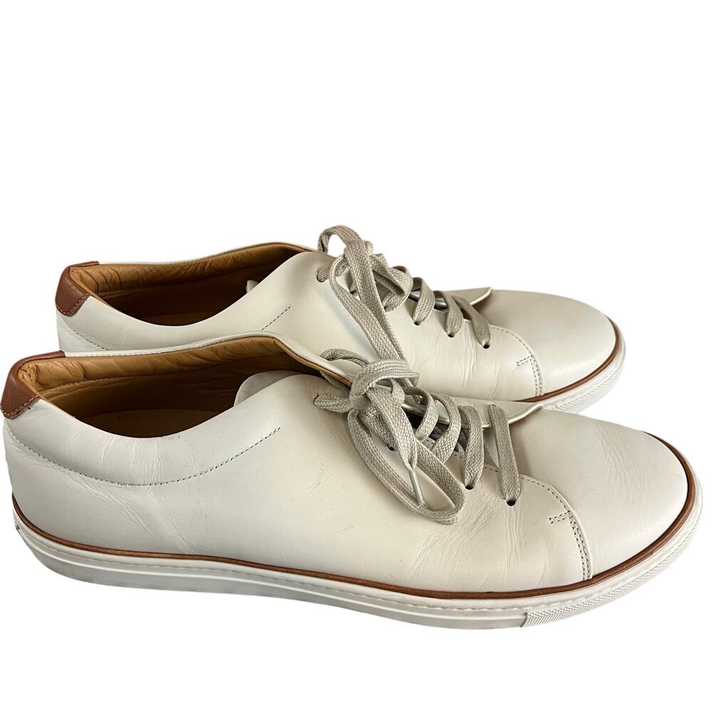 M. GEMI Men’s Made In Italy Low Top Lace Up Ivory Leather Sneaker US13 EU46